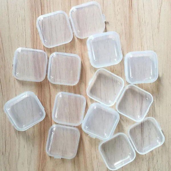 Depolama Şişeleri 100 PCS Boş Plastik PP Açık Küçük Kare Kutu Takı Kulak Tapaları Konteyner Tırnak Sanatı Renkli Dekor Elmas Kılıfı