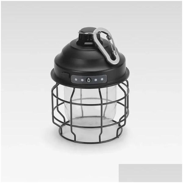 Lanternas portáteis mini metal vintage pendurado recarregável 3600mAh Bateria de luz quente LED LANTERN LANTERN LIGHTWELT para DRO DHTCV ao ar livre