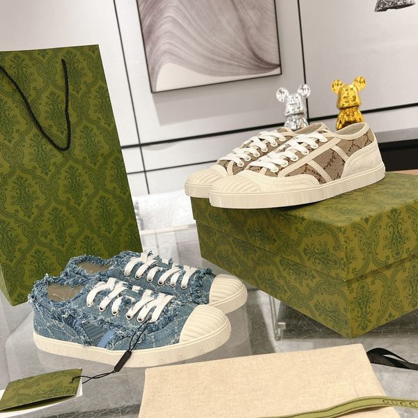 Neue klassische Designerinnen Frauen Low-Top-Freizeitschuhe Männer Espadrille Luxus Top-Qualität Vintage Print Plaid Cotton Running Shoes Tennis Sport Ladering Box Größen 35-45