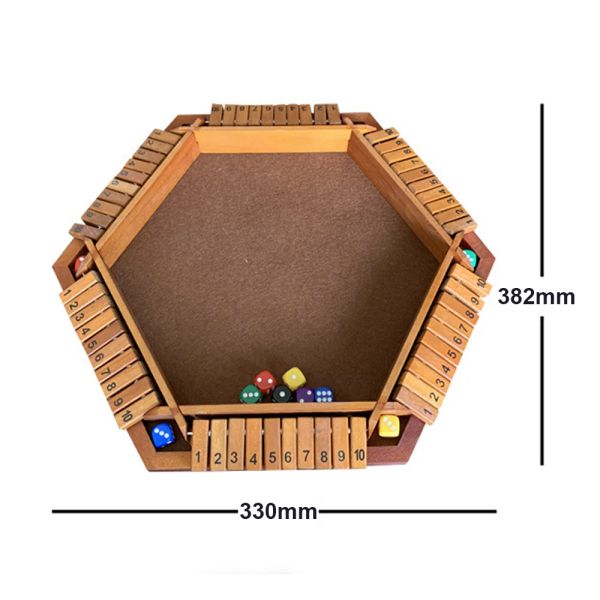 1-6 giocatori Shut the Box Dice Game Wooden Board Table Math Game Game da tavolo da tavolo da tavolo da tavolo a sei fati giochi per interni Shut the Box