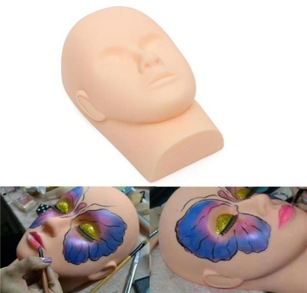 Treinamento de massagem Mannequin Cabeça plana Prática de silicone Treinamento Compê -lo Modelo Falso Cylashash Extensões de beleza Tattoo Ferramenta1598653