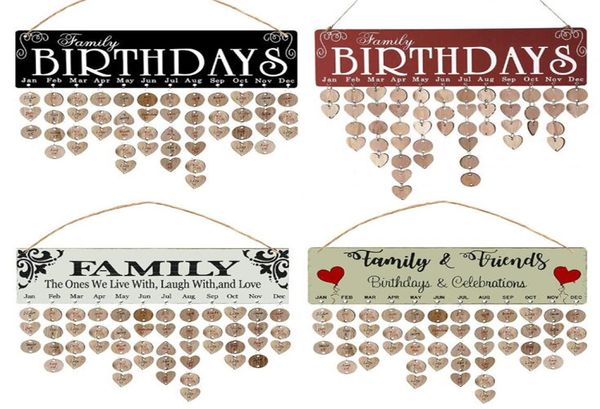 Lembrete de Feliz Aniversário de Wooden Sinal Diy Cálculo do calendário artesão Data do calendário da parede Mark Party Home Decoration Novelty itens Gifts8239027