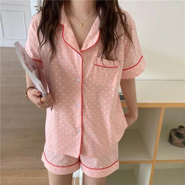 Abbigliamento da casa Alien Kitty Cotton Homewear cuori stampati tutti i set di pigiami a due pezzi di alta qualità delicati casual estivi casual estivo