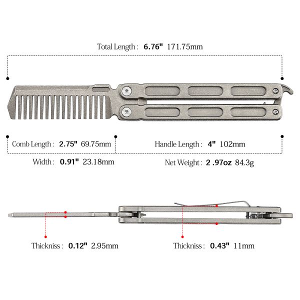 Titanfaltungskamm Antistatic Outdoor EDC-Werkzeug tragbarer multifunktionaler Krähenstangenflaschenöffner