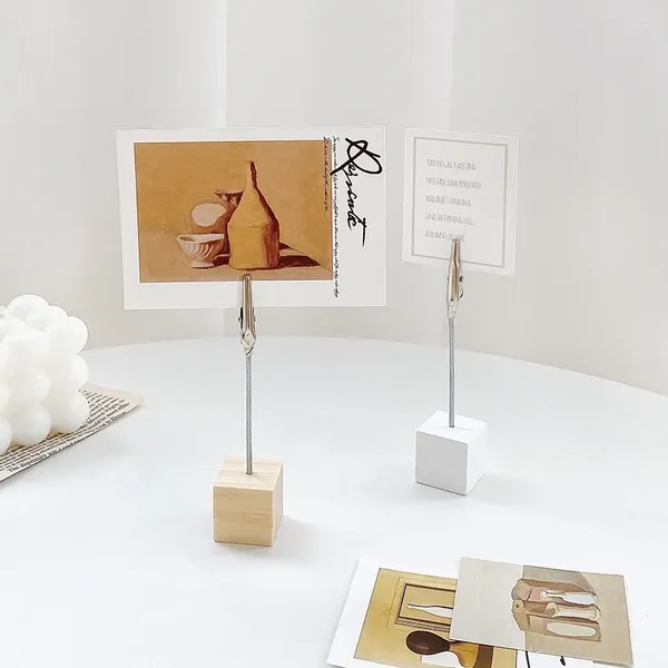 Dekorative Teller Zubehör Mini Clip Ständer 1pcs Desktop Desk po Retro Holz Notiert Holzausstellung für Dekoration Memo Tischhalter Farbe Farbe