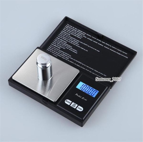 200 g x 001g Schwarz Taschengröße Elektronisch LCD Digital Personal Precision Precision Juwelry Scale Diamond Gold Balance Gewichtswaage2021606