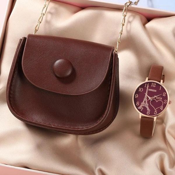 Orologi da polso set di bagagli di moda set di cinghia in pelle casual orologi da donna da donna a portafoglio a portafoglio a portafoglio orologio da donna montre femme