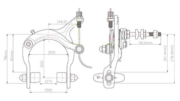 Dia-C-Kompe-Stadt Fahrradstraße Klappbike C-Bremsbremse 61-79 mm Aluminiumlegierung Dual Pivot Bremsbrems BT410