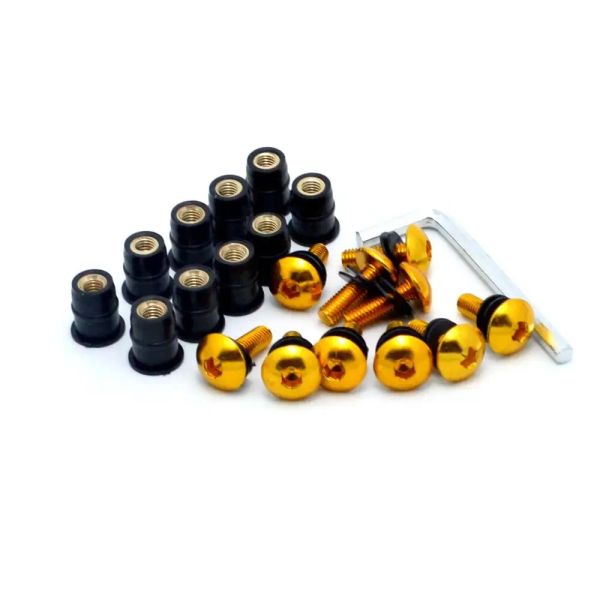 10pcs/Set Kit Motorrad M5 15 mm Metrik Gummi -Wellnutnüsse Windschutzscheibe mit Motorschrauben mit Motorschrauben aus Aluminium.