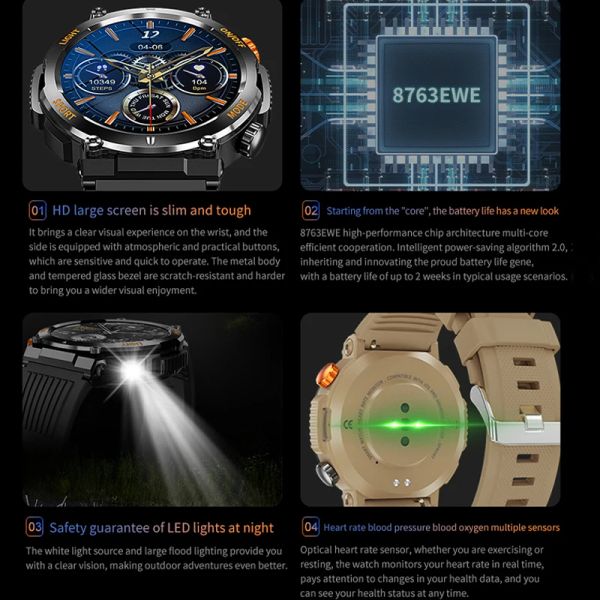 2023 Nuovo Smart Watch maschile 360 * 360 HD Touch Screen Sports Waterproof Smartwatch Monitoraggio Salute Chiamata Bluetooth Smart Watches