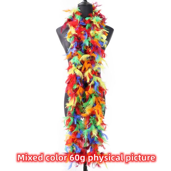 60 90 130 Grams gemischte Farbe Truthahn Feder Boa für Bühnenshow Kleidung Custom 2meter Marabou Plumage DIY Hochzeitsdekoration Rock Handwerk