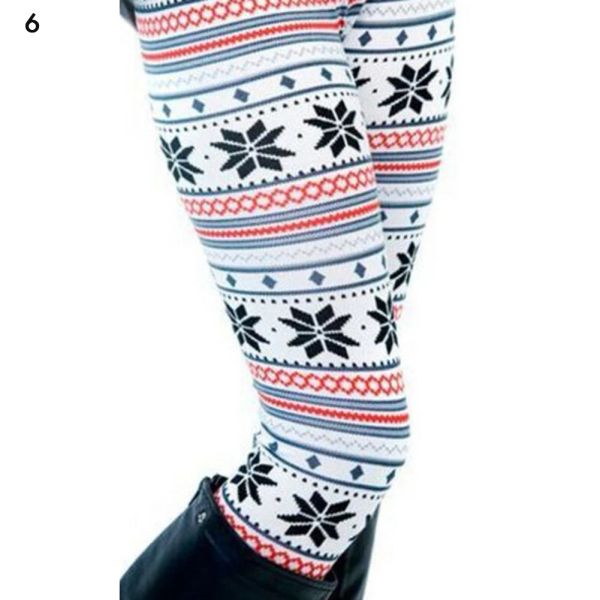 Leggings de impressão de natal para mulheres de inverno engrossar calças quentes cintura alta alce de teto de teto de alces impressão de flocos de neve femininos leggings