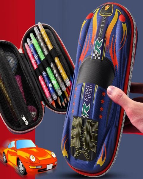 Casi a matita 3D Racing Car Cartoons School Case for Childrence Box Eva Pu Plastic Pen Penny Boy Bag1200386