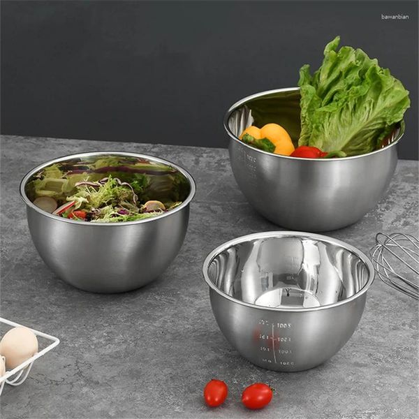 Ciotole insalata di frutta in acciaio inossidabile con farina di metallo Mescolatura del bacino da cucina tavolino da cucina utensile di cottura del contenitore