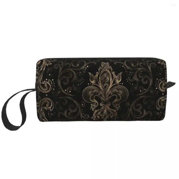 Kosmetische Taschen benutzerdefinierte Fleur-de-Lis-Toilettenbeutel Frauen Lily Blumensymbol Make-up Organizer Ladies Beauty Storage Dopp Kit Box Hülle