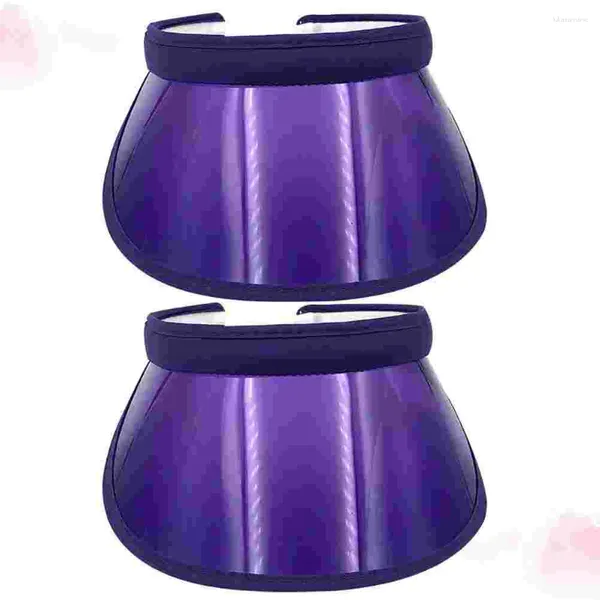 Berretti 2 pcs cappello vuoto vuoto per esterno Sun Block Plastic Plastic Summer Ultraviolet-Afto regolabile (Purple)