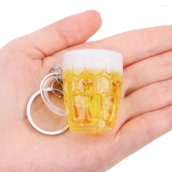 Flores decorativas Romance fofa de resina de cerveja Kichain de garrafa de Kichain Discursed For Momen Men Men Car Bag Keyring Acessões pendentes Casamento