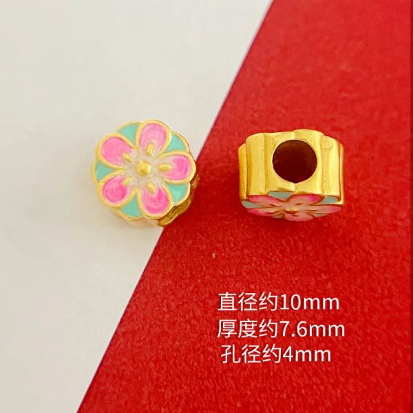 QEENKISS 24KT Gold Blumen Lotus Perlen Charme für DIY -Armband Making für Mädchen Kinder Schmuckzubehör Großhandel AC504
