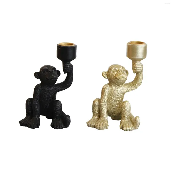 Держатели свечи конусная держатель обезьяна статуя смола свеча свеча подставка для настольного стола для дома настольный декор.
