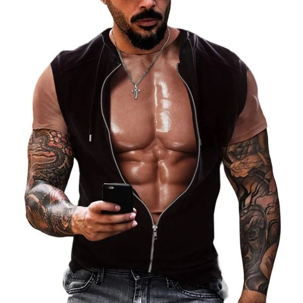 Sommer gefälschter Muskel 3D-Print T-Shirts Streetwear Lustige Männer Frauen übergroß