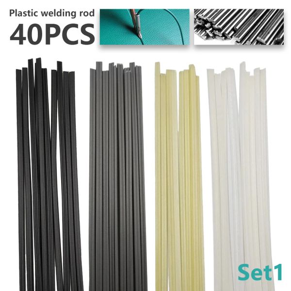 40pcs Basta di saldatura da 200 mm ABS/PP/PVC/PE Sticchi di saldatura in plastica Strumenti di saldatura impostati per saldatura per riparazioni del paraurti per saldatura in plastica per saldatura