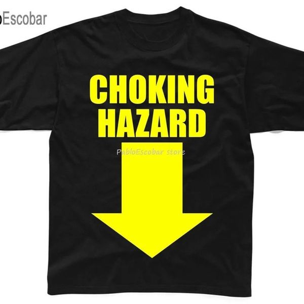 Choking Hazard mens tsshirt s3xl preto engraçado design impressa top rude piada rude adulto camiseta de camiseta 240409