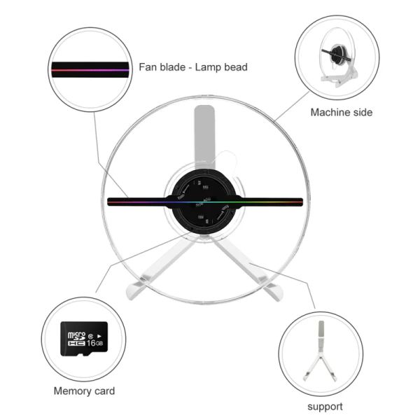 3D Holografik Fan Ekran Dönen Ekran Hava Sanal Stereo Görüntüleme Wifi Açık Restoran LED Reklam Makinesi