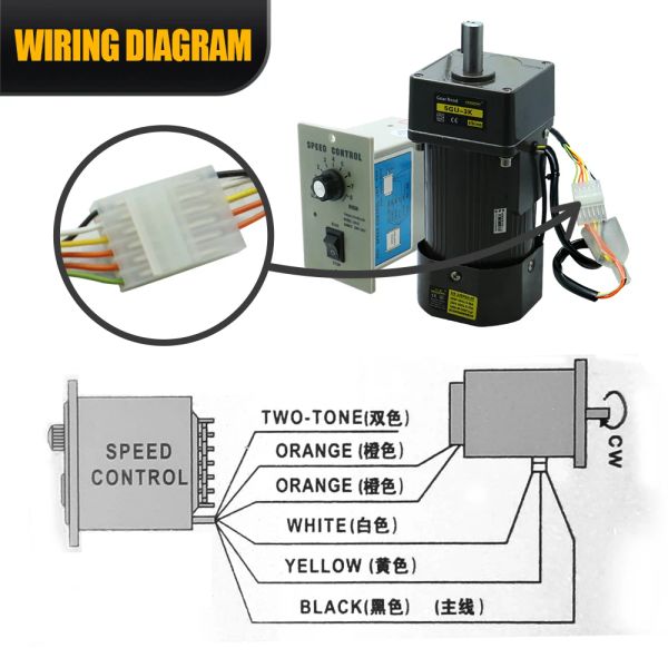 Motor Micro AC 120W 110V 220V Motor único de engrenagem assíncrona de 220V Motor de 15mm Motor+ Speed Controller 5rpm-1350rpm 50/60Hz