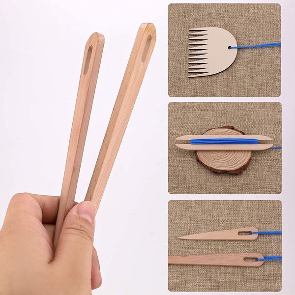 7 PCs/Set Hand -Strick -Webstock -Stick -Set DIY Hand Crafts Tool Kit Holzwebe -Nadel -Shuttle -Kamm für DIY -Wandteppiche