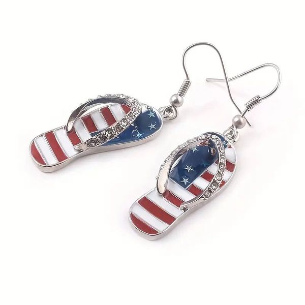 Mini Flip Flip Orecchini Crystal American Flag Slifors Orecchini femminile Gioielli in orecchie gocciolanti per donne e ragazze