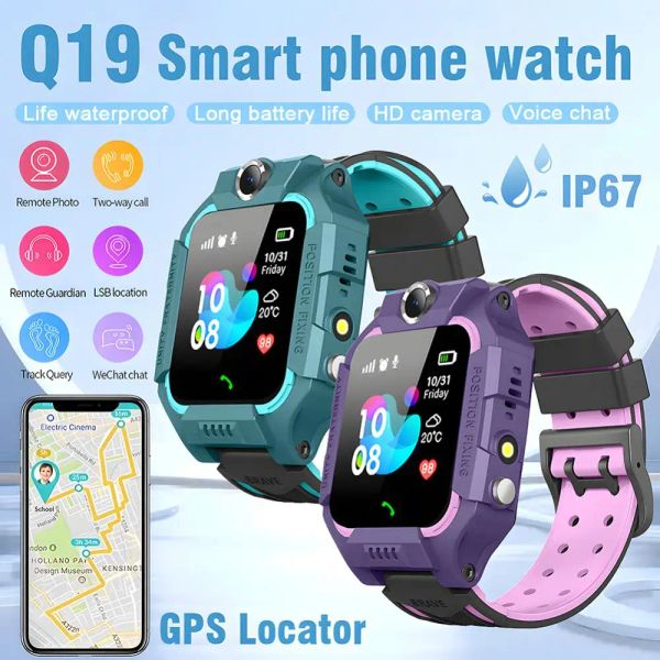 Смотреть Kids Smart Watch SIM -карта SOS CALL PHONE SMART WHATCATCH для детей безопасности фото камера IP67 водонепроницаемые GPS LOCATOR LOCATO