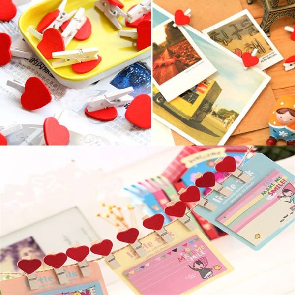 20pcs niedlich Kawaii Liebe Herzen Holzklammern Kleidung Foto Papier Pin Weckenklammern Craft Clips Party Dekoration