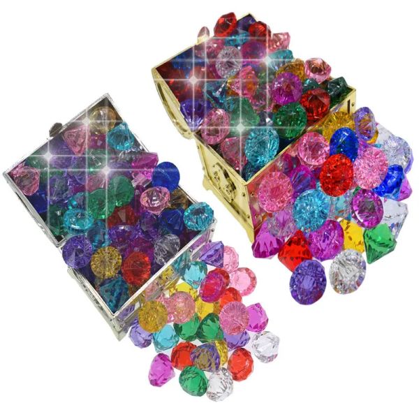 Gemas de diamante de acrílico multicolorido Gemas de tabela de tabela de tabela de tabela de tabela Crystal Pirate Gems Tesouro Decorações de festas de joalheria 15,0m