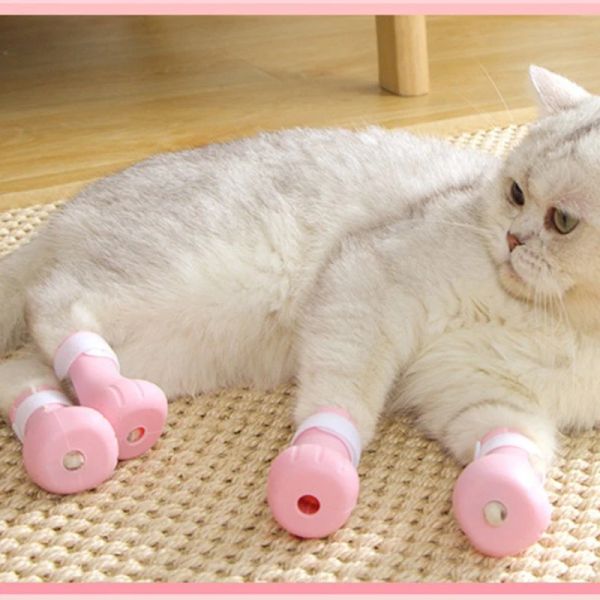 Anti-ısırma banyo yıkama kedi pençe kapak kesim çivi ayak örtüsü evcil hayvan pençe koruyucu anti-çizik kedi ayakkabı botları ayarlanabilir