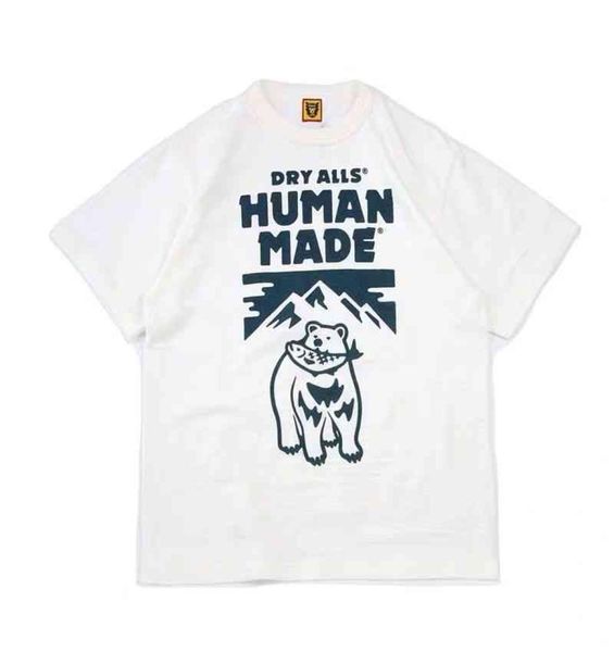 Human Made 21SS di Nigo Cartoon Oceberg Polar Bear che mangia pesce uomini e donne amanti della moda Magliette a maniche corte magliette di magliette LO8079187