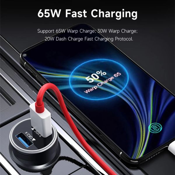 65W 30W Caricatore auto USB Carica rapida Carica Warp per OnePlus 9R 10 Pro Nord CE 2 5G 8 7T Pro Dash Phone cellulare Samsung One Plus