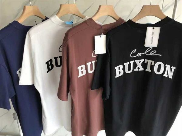 Camisetas masculinas 23sss de alta qualidade 1 1 patch bordado cole buxton camiseta homens homens maiores azuis marrom marrom preto branco tee tag tag moda j240409