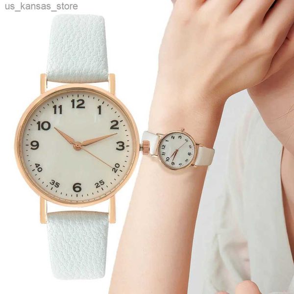 Relógios de pulso Marcas de mulheres da moda es simples e digital de mão feminina quartzo strap relógio de cinta de couro casual wristes240409
