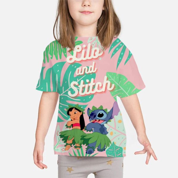 2024 Summer Stitch Anime di alta qualità Stampa 3D magliette Tops Girls Girls Selse T-shirt Funny Thirt Tshirt Bambini Plus size