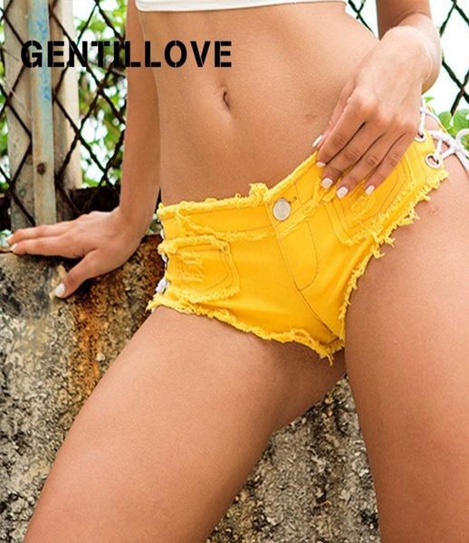 Gentillove Summer Beach Denim Shorts Sexy Frauen hohl aus Schnüre -up -Loch Skinny Shorts High Street Short Denim Jeans 2104218103602