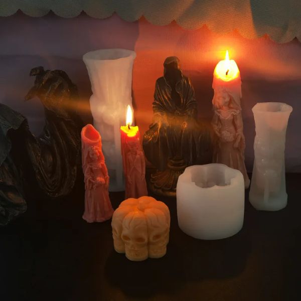 Série de Halloween AROMATEAPT Candle Silicone Mold Mal