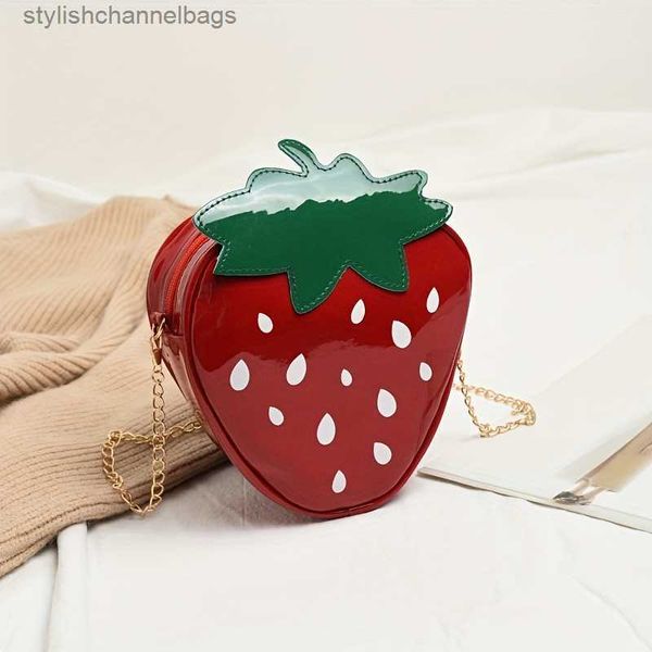 Andere Taschen Umhängetaschen Cartoon süße Erdbeer -Umhängetasche Trendy einzigartige PU Leder Crossbody Tasche Freizeit vielseitige Handtasche Geldbörse für Frauen