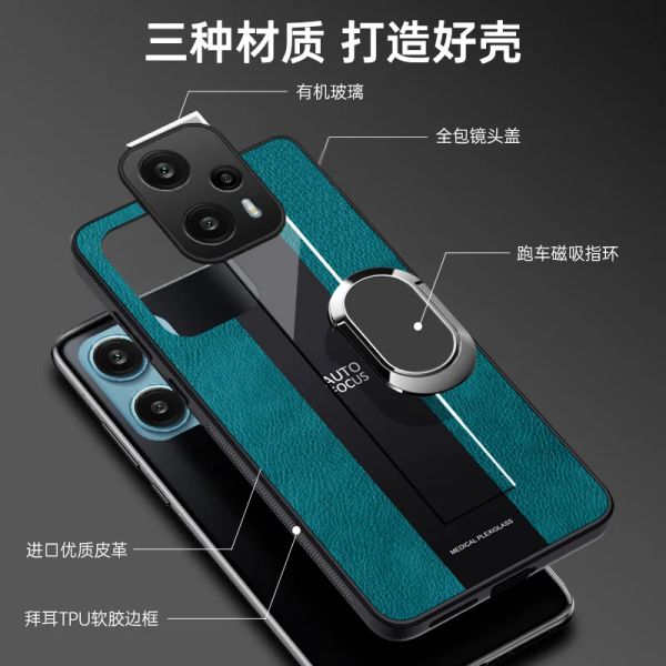 Auto Magnethülle für Poco F5 X5 Pro Redmi Note 12 Turbo Note12 Pro Plus 5G Luxus Leder -Rennsportstil -Telefonhülle Cover