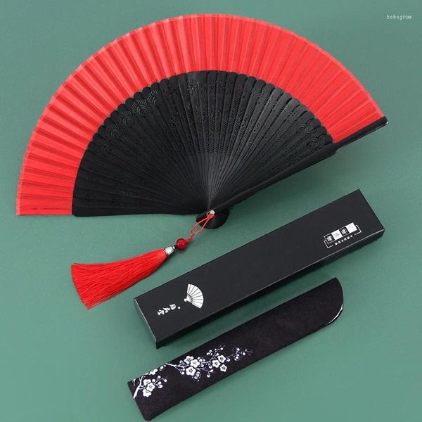 Dekorative Figuren Chinesische rote Tanzfan Exquisite Geschenkbox -Fans für Freunde Hochzeitshand Hochzeits Sommer coole bequeme Zuhause täglich