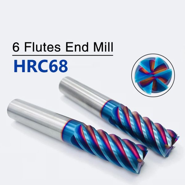 6 flauti in carbide Mill Metal Acciaio da 6 denti Tungsteno fresatrice per fresatura CNC router di lavorazione della finitura CNC 4 mm 6 mm 8 mm 10 mm 12 mm