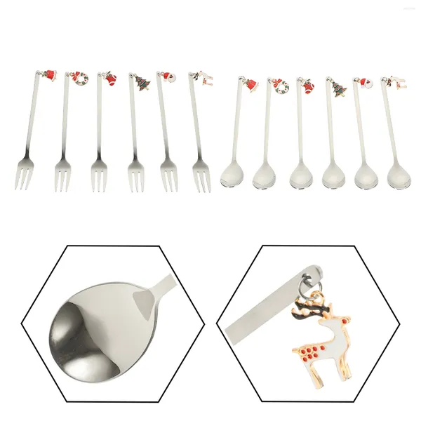Cucchiai di posate natalizie set forchetta cucchiaio mangiano forcelle posate in acciaio inossidabile in acciaio inossidabile