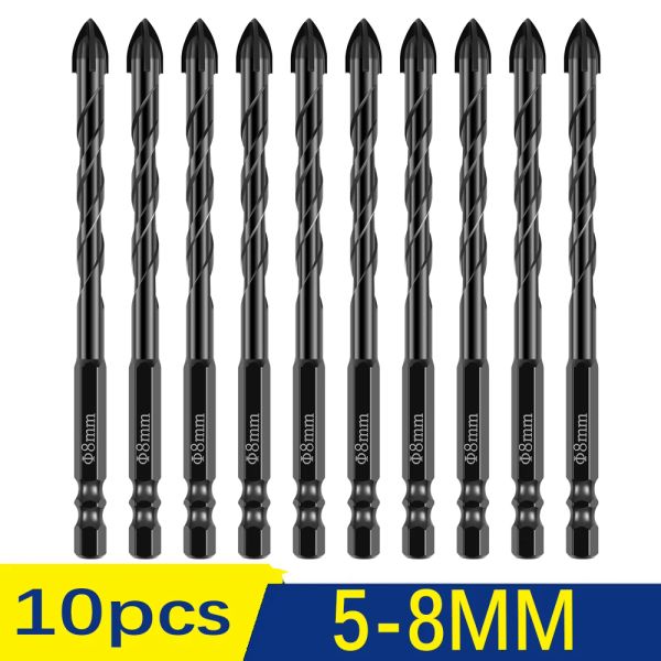 10pcs de 5/8mm de perfuração de broca de concreto conjunto de telha cerâmica conjunto de bits de tungstênio gorbo de tungstênio para concreto de madeira de vidro de tijolos de madeira