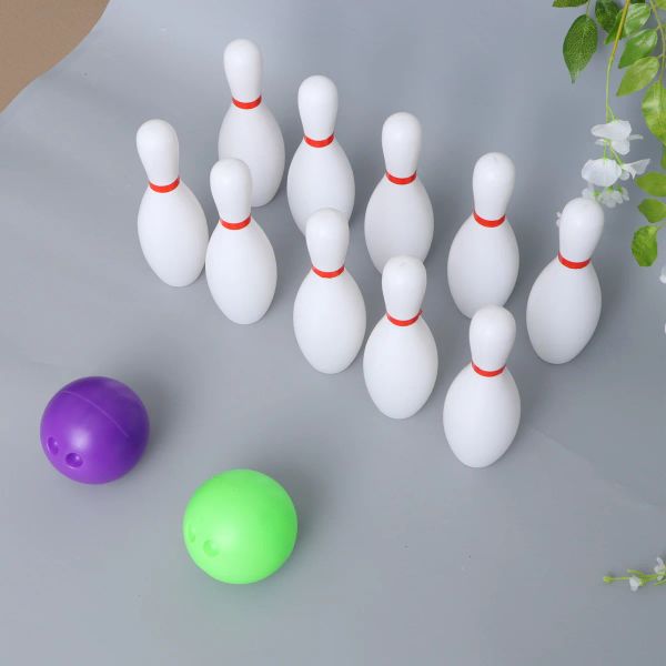 Große Bowling -Spielsets Indoor Outdoor Sports Bowlingspiele Spielzeug für Kinder (10pcs Bowling White+2pcs Bälle zufällige Farbe)