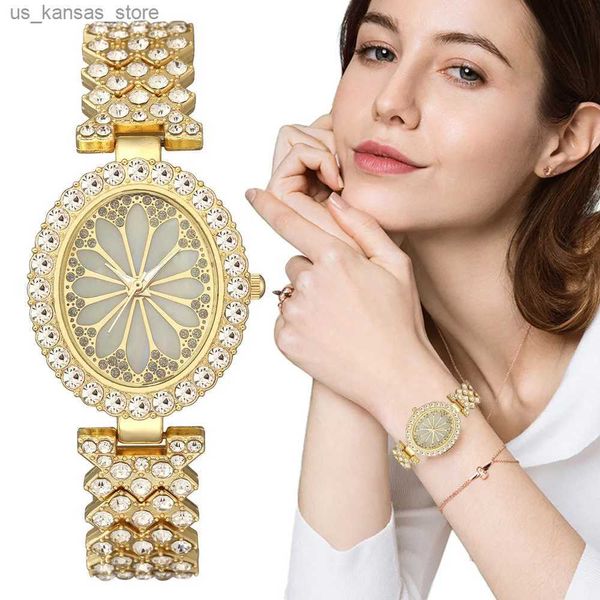 Armbanduhren Klassiker Marmor mit Diamonds Women es Mode lässig Edelstahl Ladies Quarzgelenk einfacher Zegarek240409