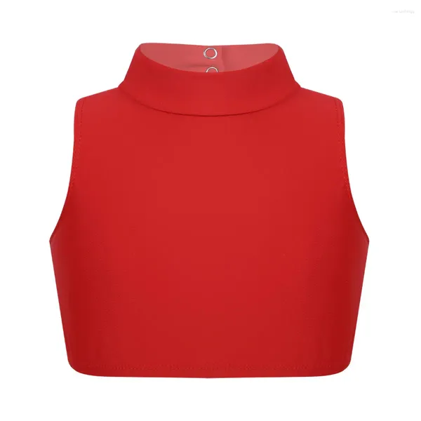 Abbigliamento da palcoscenico per bambini balletto tops senza maniche mati finto incrociata croce danza crop top per allenamento per le performance da ballo jazz